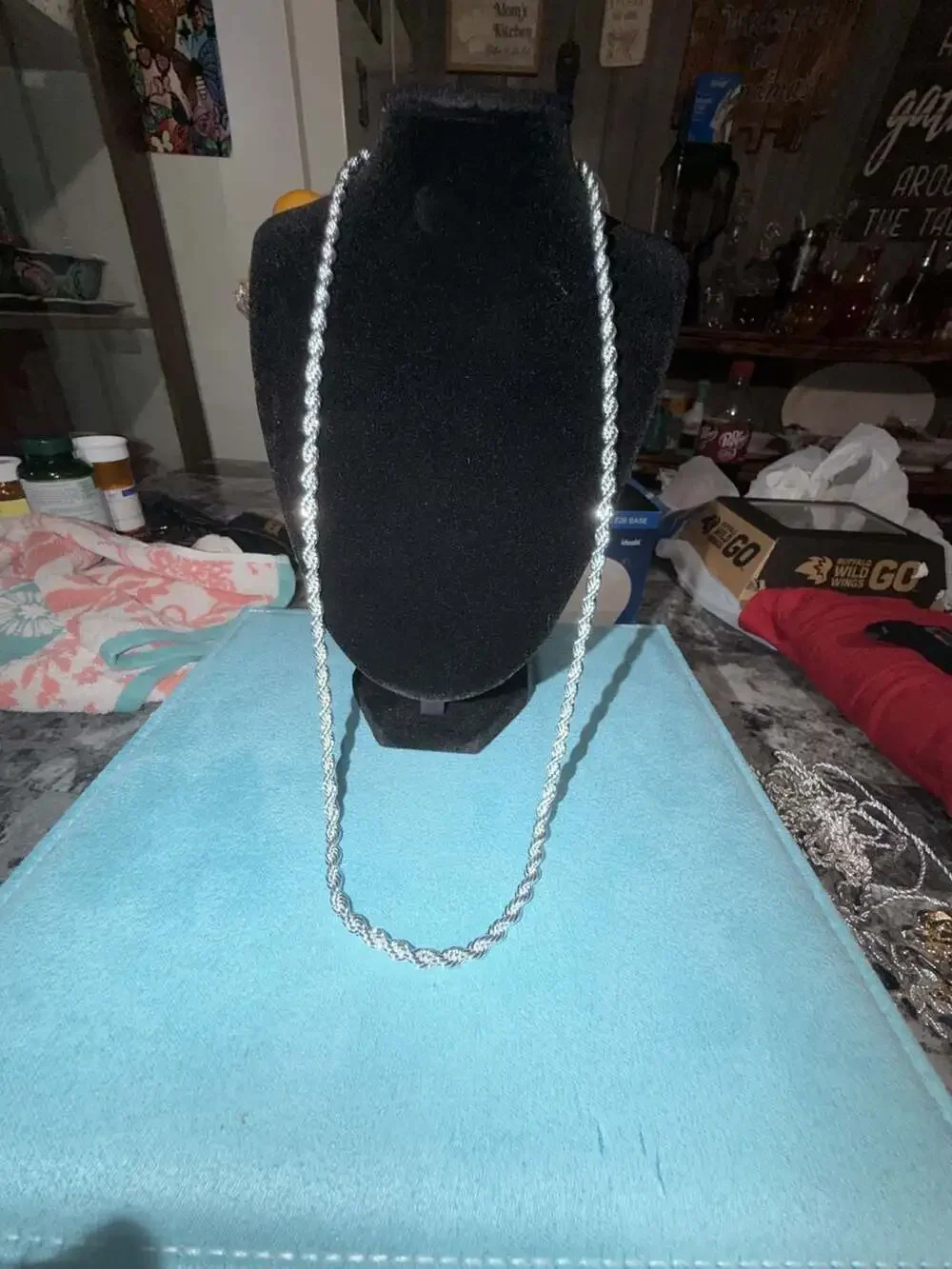 925 Sterling Silver pvd plated Diamond Cut Rope Chain 26 inch 4.8mm